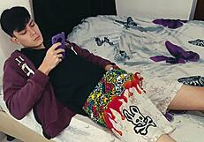 caught my stepson with his tantaly doll, so i grabbed his cock to help.