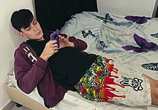 caught my stepson with his tantaly doll, so i grabbed his cock to help.