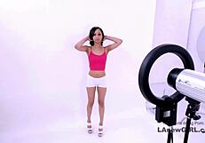 tiny brunette model fucked in audition on sofa