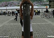 Blond gang banged in public outdoor, what a sight!