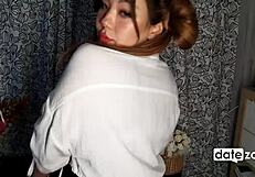 asian pussy teased with paintbrush and fingers for intense stimulation