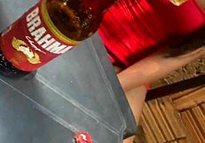 Latina in lingerie boldly exhibits herself in public bar with married black man for interracial fun