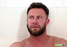 two naughty girls share a cock in wet nuru massage with seth gamble