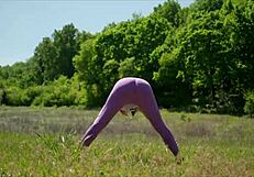 French Milf Slut Groped, Fucked Doggy by Jogger with Huge Facial Finish