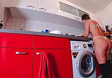 Sizzling hot shorts tease with curvy ass in thong 😏