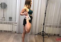 Hot Brunette Babe Amalia's Shaved Pussy Ass Fucked in 3some Cum Covered