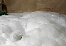Cyno Model in Cosplay Costume Enjoys Solo Bubble Bath