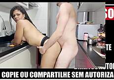 amateur couple in kitchen