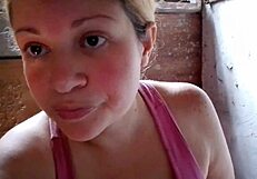 blonde mel performs masturbation on webcam