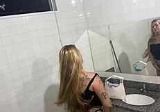 NOVINHA CAUGHT MASTURBATING in the school bathroom during graduation party - hidden camera