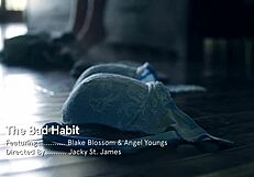 Pretty blonde Blake Blossom makes Angel Young 18+ suck her tits