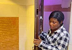 Step sister caught peeping step brother in bathroom.