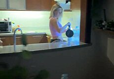 Intense Emotions As Sexy Alice Gives Blowjob In Kitchen