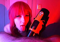 i satisfy him with our new toy 😏 and finish with a blowjob 💦