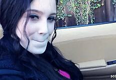 Black Hair Teen with Big Natural Saggy Tits Picked Up and Convinced to Get Wild