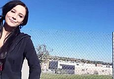 Black Hair Teen with Big Natural Saggy Tits Picked Up and Convinced to Get Wild