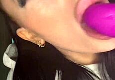 Horny British coed teases with solo toy play on webcam