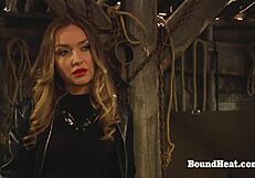 Pale white big boobs lesbian slave moans from fingering 😊