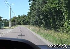 mariskax and caroline get blindfolded and double dicked in this reality 3some.