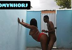 Overwhelmed by desire during rough anal fucking in the backyard