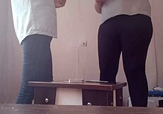 In the lesbian illusion, the card loser performs intense cunnilingus on her partner.