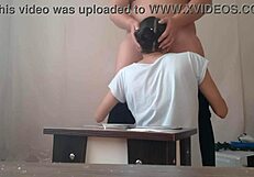 In the lesbian illusion, the card loser performs intense cunnilingus on her partner.