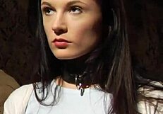 Bent over slave orgasms from strapon domination.