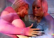 two dreamy blonde lesbians fuck a big dick guy in a sensual threesome