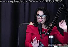 Best moments of Bruna Ferrari on Preliminares podcast with Bia Hot in sheer red - part 2