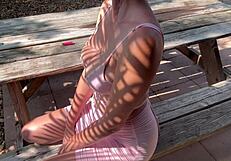 Italian milf Artemisia Love rocks a tight dress outside looking stunning