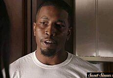 Damn, inked teen gets interracially pounded till cumshot covers her ass!