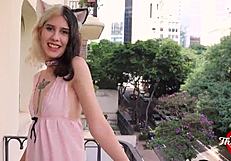 young otaku girl giving a blowjob on my apartment balcony