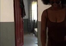 Ebony Neighbor Doggystyles Monster Cock in Backyard and Inside