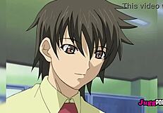 Blue-haired student spreads legs for doggystyle fuck by perverted teacher in uncensored hentai!