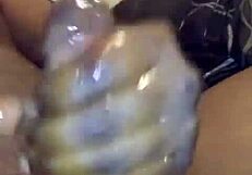 Homemade uncensored crazy bathroom solo masturbation with big black monster cock cumming.