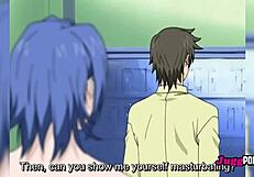 Blue-haired student spreads legs for doggystyle fuck by perverted teacher in uncensored hentai!