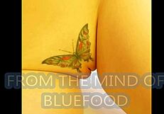 Crystal butterfly with tattoos performs music