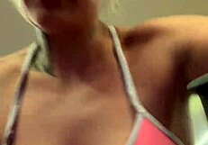 i got super horny training in thong bikini at ipanema beach gym