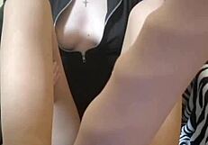 wow, big dildo mistress elza koms dominates with vibrator and feet!