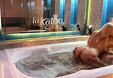 Fucking hot Colombian in jacuzzi, cumming inside her pussy under water.