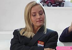 Tattooed Coed Sicilia Fingers And Licks Tutor Before Squirting On His Cock