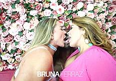 Bruna and Cleo, teasing with anal and blowjob on huge cock?
