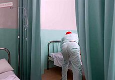 Nurse gives patient intense blowjob and face fucking in hospital