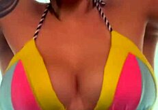 training in thong bikini at beachfront gym, got so wet from horniness dripping down legs like sea water