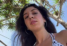 OMG! Hottie Sucks My Dick on Public Beach and Walks with Cum on Face