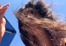 OMG! Hottie Sucks My Dick on Public Beach and Walks with Cum on Face