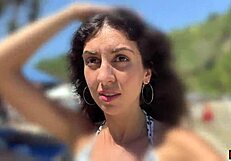 OMG! Hottie Sucks My Dick on Public Beach and Walks with Cum on Face