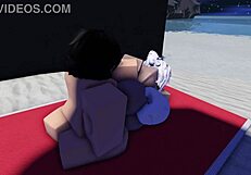 Roblox Slut Bent Over and Fucked in Public Beach