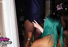 two british teen sluts sucking cock in lingerie