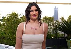 laury in stockings shares a big cock with her brunette friend in lingerie